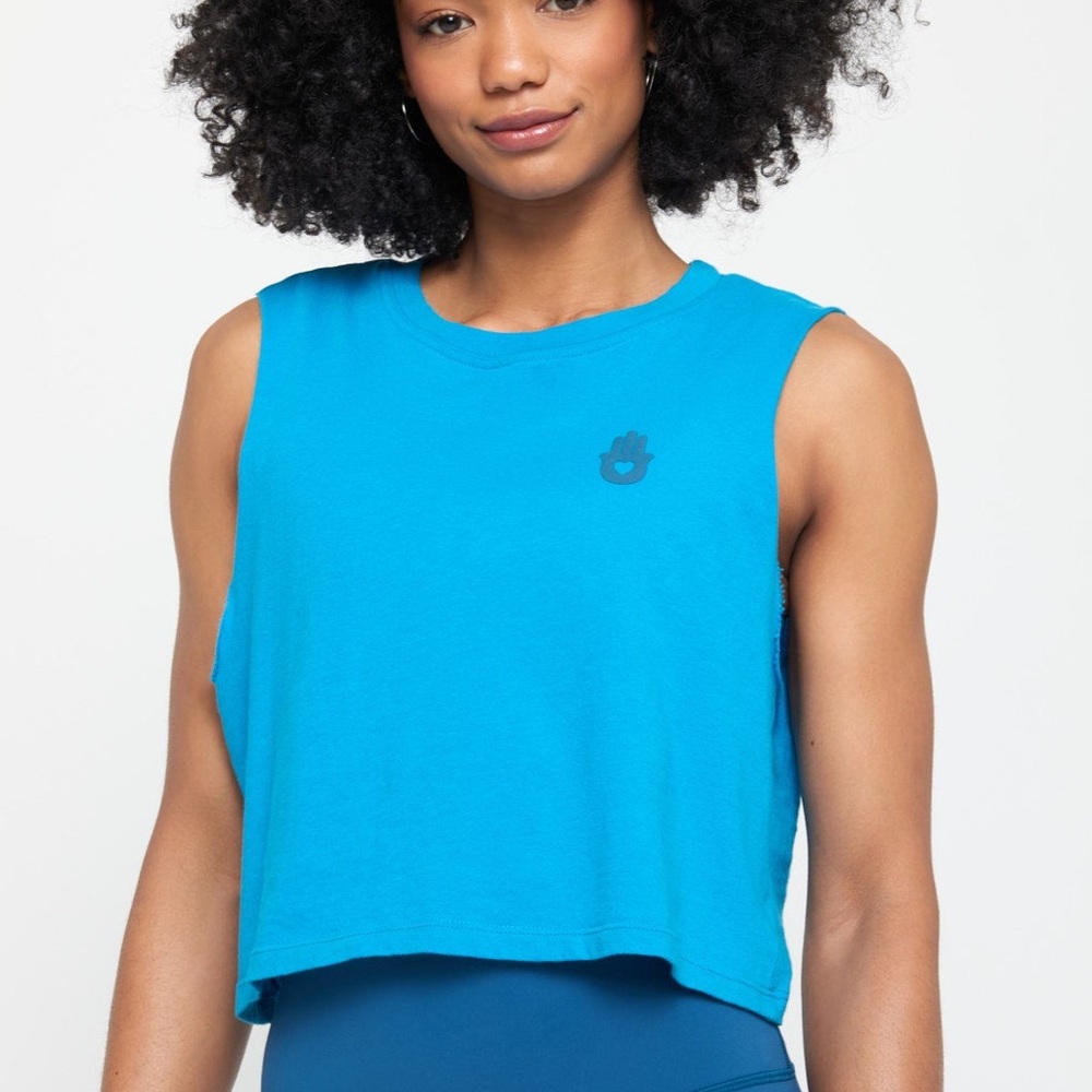 Spiritual Gangster Hamsa Callie Crop Tank - Azul
